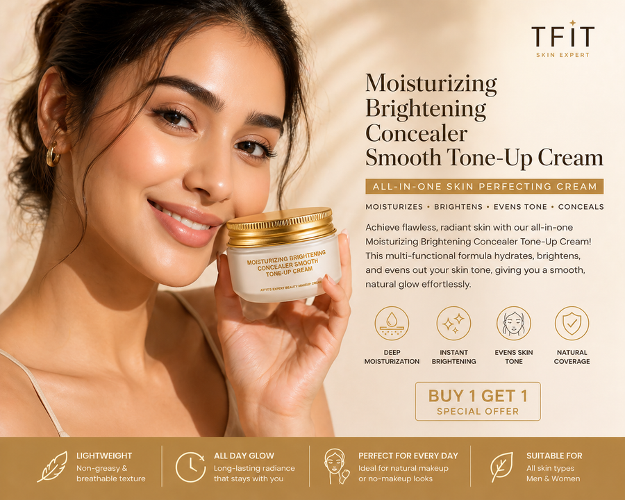 TFIT Moisturizing Brightening Concealer Tone-Up Cream – Smooth Radiance Formula | All-in-One Skin Perfecting Cream (Buy 1 Get 1 Free)